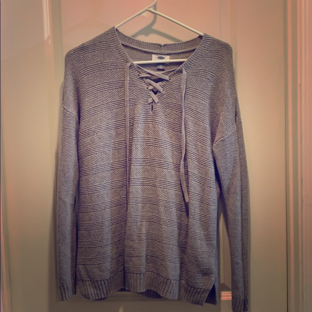 Gray sweater.